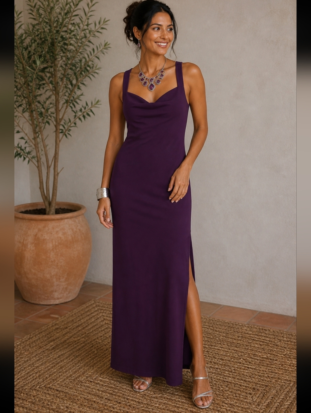 Purple Maxi Sleeveless Party Dress NWOT